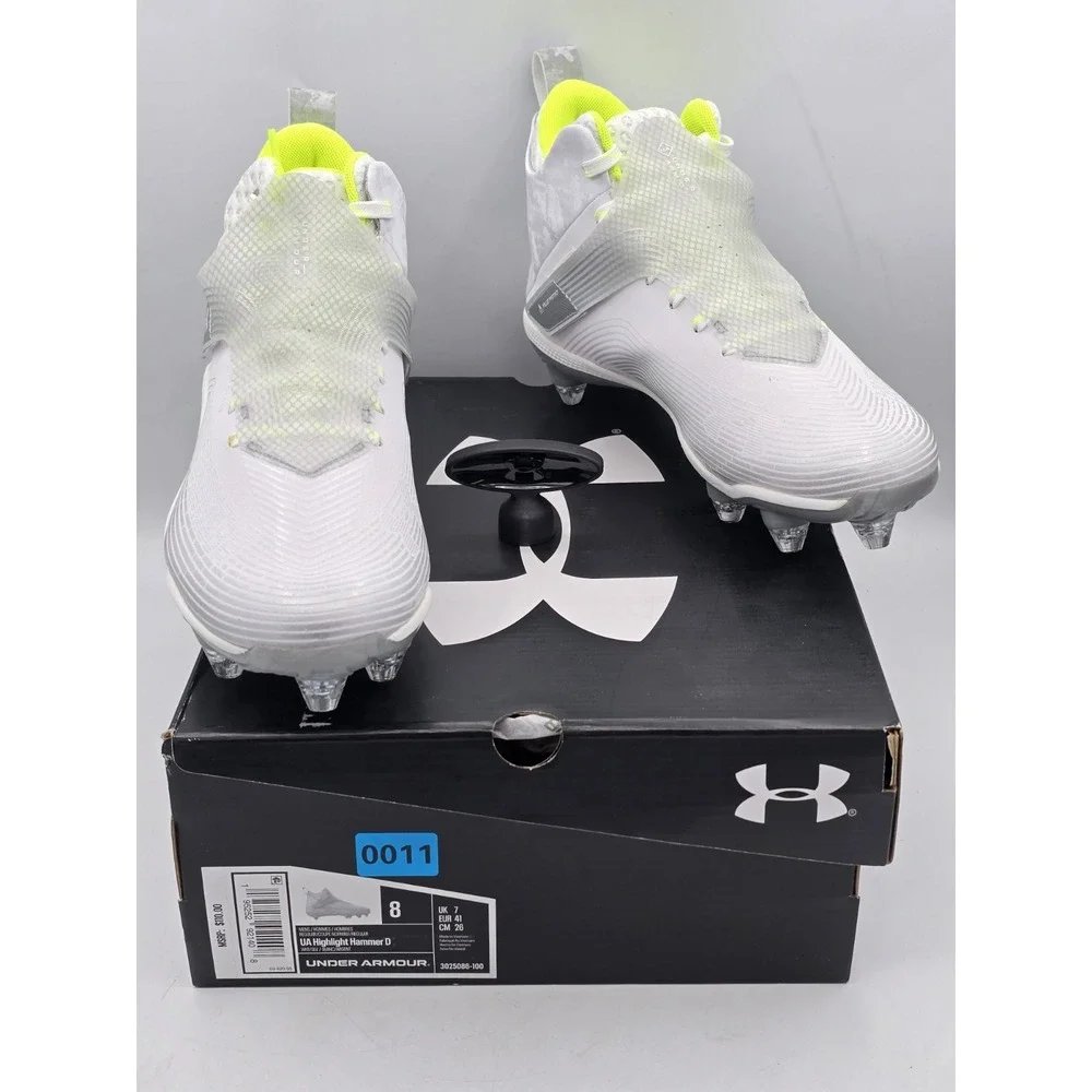 Under Armour Men's‎ UA Highlight Hammer D Football Cleat White/Metallic Sz 8 M